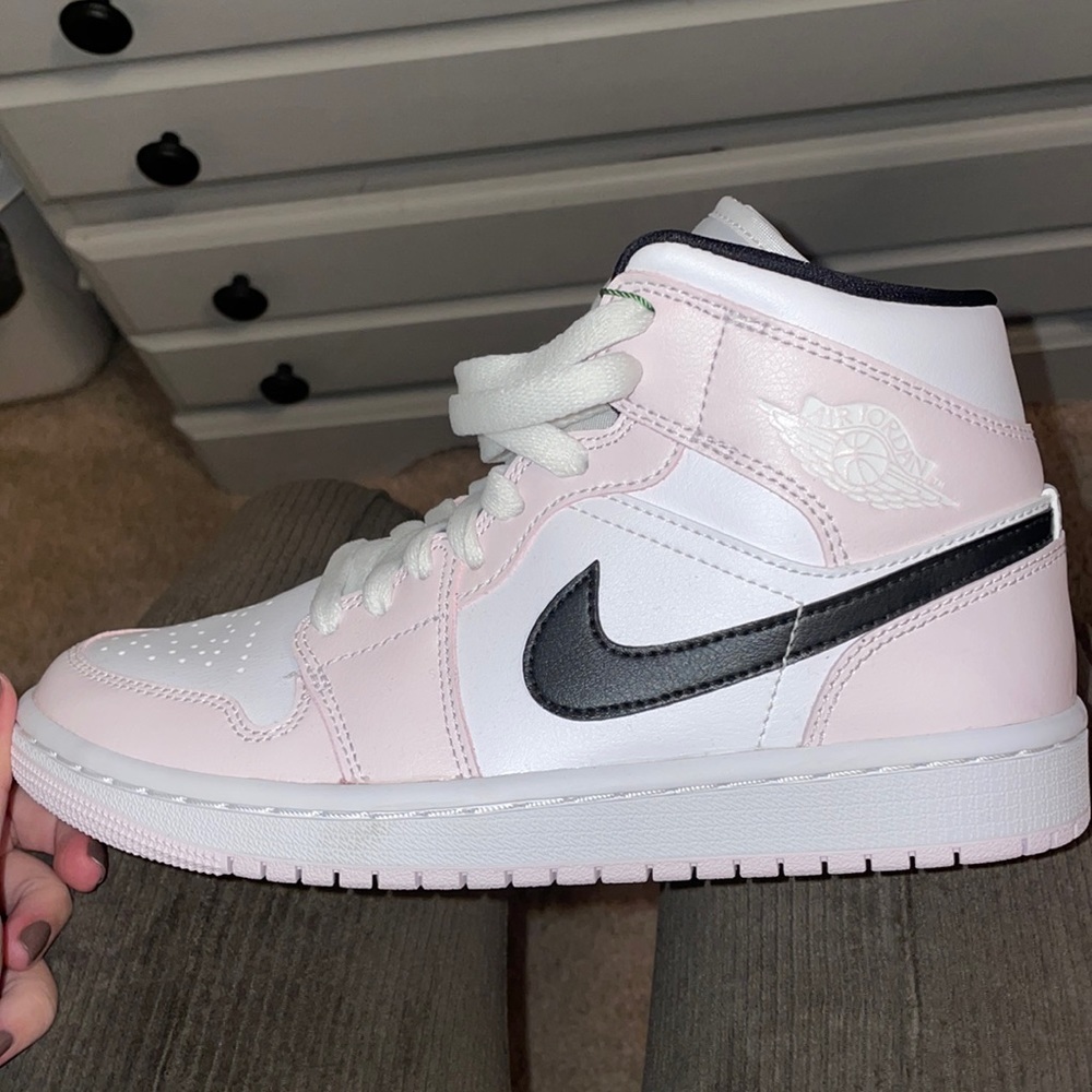 Jordan retro 1 mid; “Barely Rose” pink & black. Bought from StockX